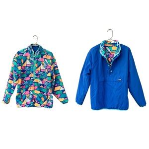 Chubbies Reversible Pullover Fleece Jacket - Size Small - Neon Palm Tree
